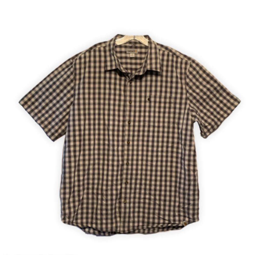 Carhartt Relaxed Fit Shirt Plaid Short Sleeve 2XL Tall Button Up